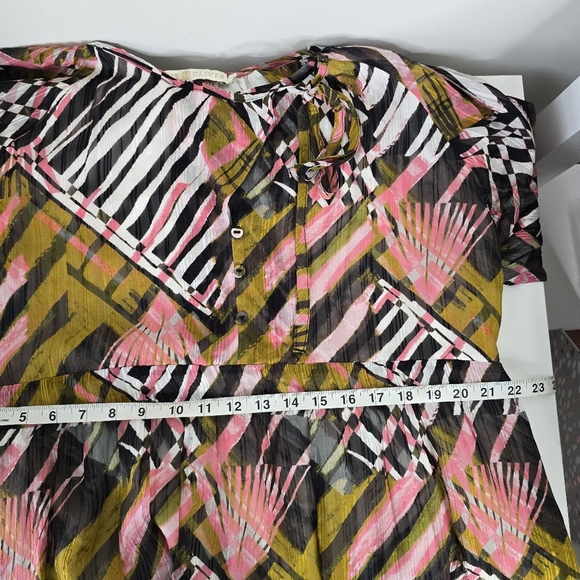 Marie Oliver Venus Caftan Silk Blend Maxi Dress Zebrawood Print XL Long Sleeve - Picture 12 of 16